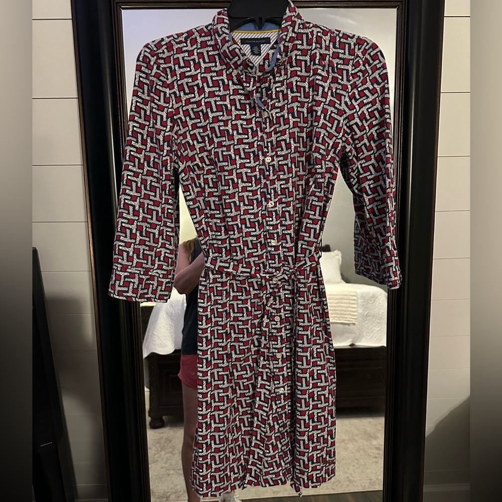 Tommy Hilfiger button down shirt dress with belt. Size S.